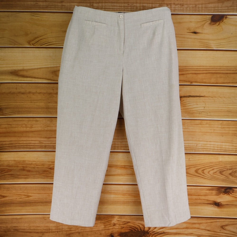 Avenue Pants‎ Stretch Womens 16 Beige Heathered High Rise Straight Leg Business